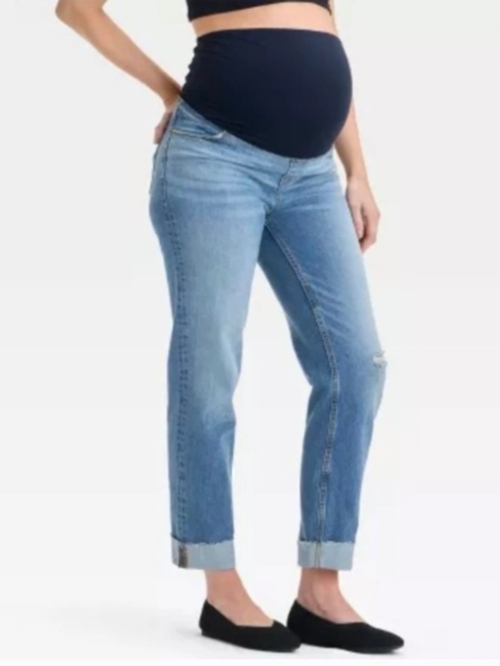 NWT Isabel by Ingrid & Isabel Maternity Jeans Size 10 Straight Distressed Knee